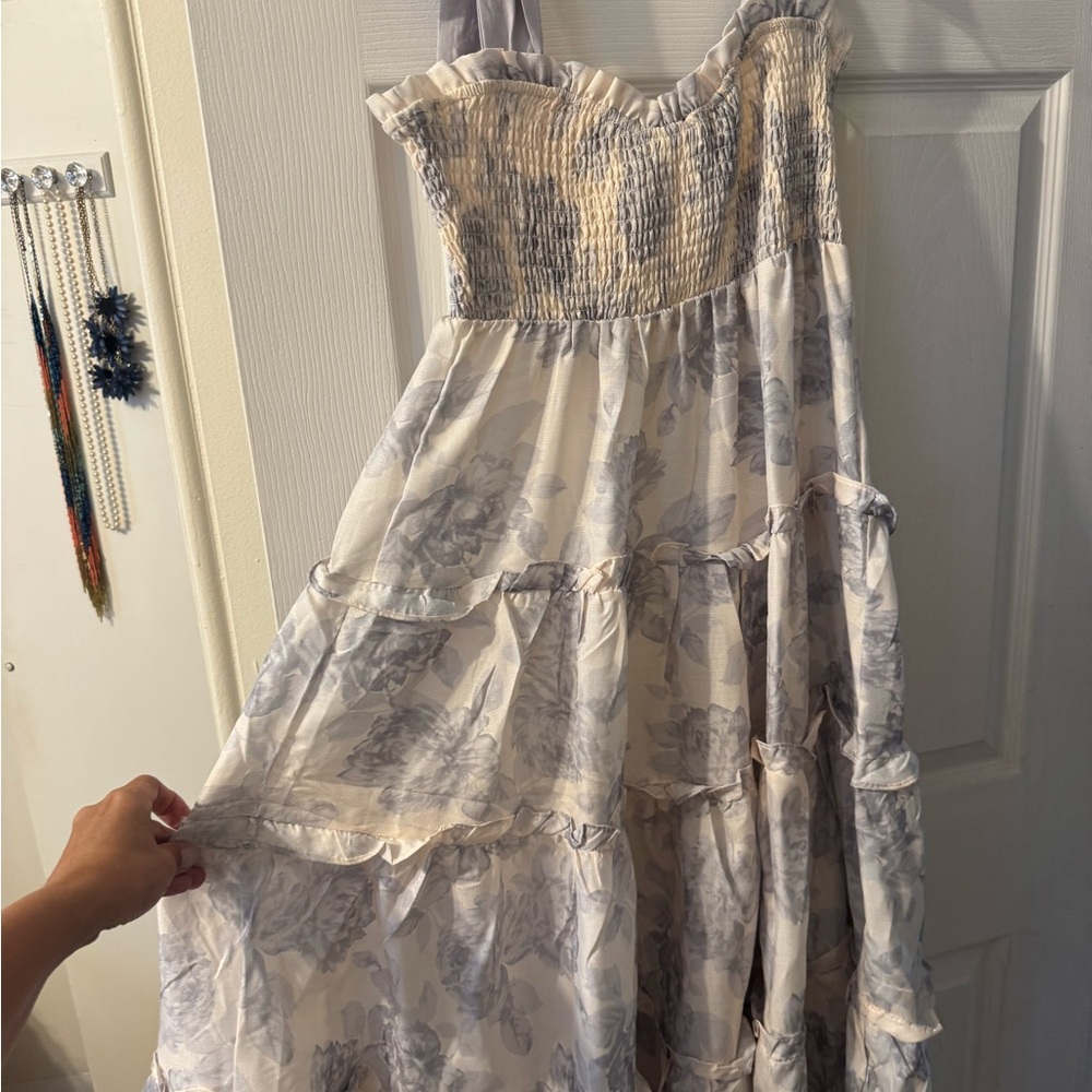 Marshall Cream and Gray Floral Dress